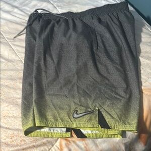 Nike Black and Green Athletic Shorts with Gradient Design